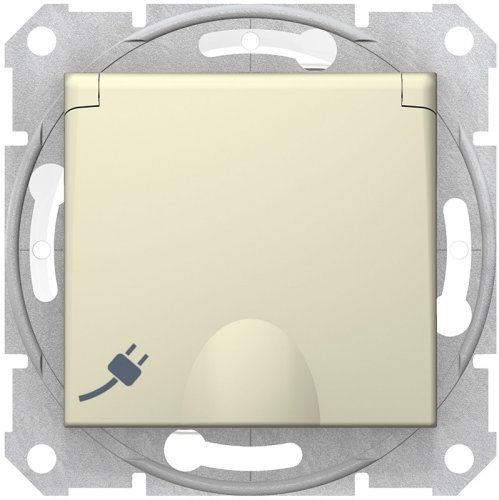 Розетка с заземлением без рамки Schneider Electric Sedna 1-м. крышка шторки бежевый фото Розетка с заземлением без рамки Schneider Electric Sedna 1-м. крышка шторки бежевый картинка